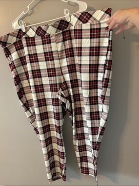 Torrid Size 6 Classic Plaid High-Waist Leggings - White & Red